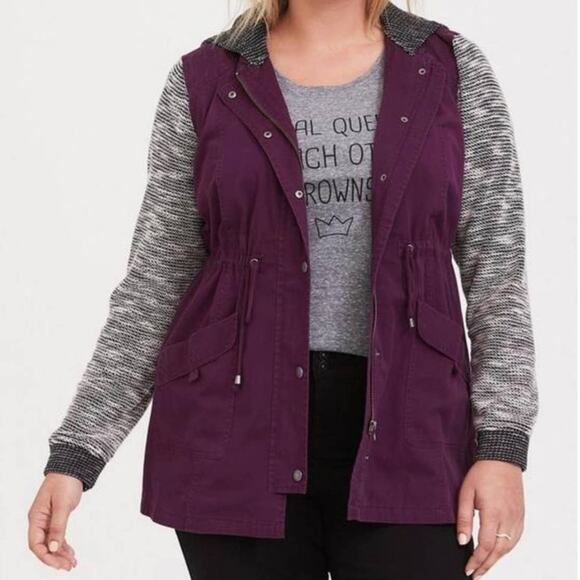 TORRID Purple Anorak Jacket Size 0 Large - Picture 1 of 12